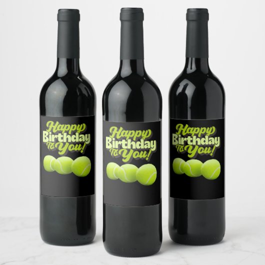 Tennis verjaardag met bal voor speler wijn etiket (Flessen)
