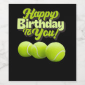 Tennis verjaardag met bal voor speler wijn etiket (Enkel label)