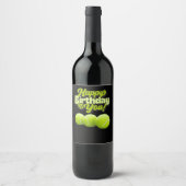 Tennis verjaardag met bal voor speler wijn etiket (Voorkant)