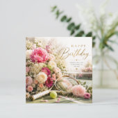 Tennis verjaardag met bloemen  (Staand voorkant)