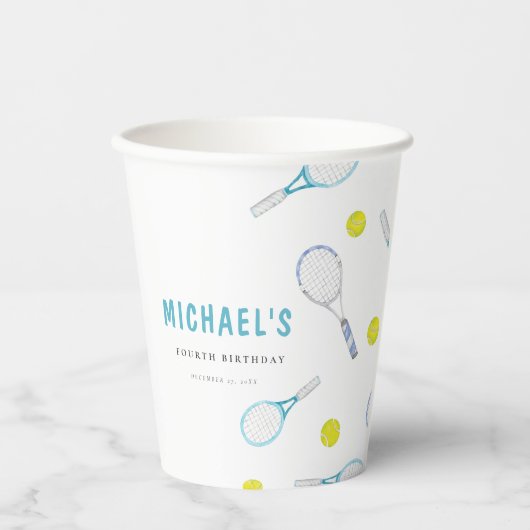 Tennis Verjaardag papier Cup Papieren Bekers (Voorkant)