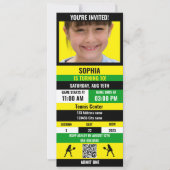 Tennis Verjaardag Party Ticket (Geel/Groen/Zwart) Kaart (Voorkant)