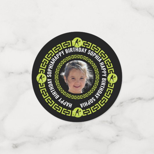 Tennis Verjaardag, Tennis Girl Speler Confetti (Kleine voorkant)