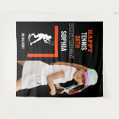 Tennis Verjaardag, Tennis Meisje Speler Achtergron Wandkleed (Voorkant (horizontaal))