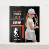 Tennis Verjaardag, Tennis Meisje Speler Achtergron Wandkleed (Voorkant)