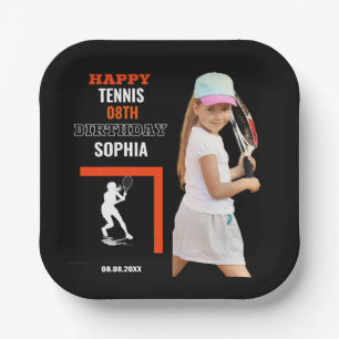 Tennis verjaardag, tennis meisje speler papieren bordje