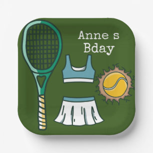 Tennis Verjaardag tennisspeler met racket Papieren Bordje