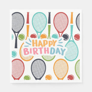 Tennis Verjaardag tennisspeler met racket Servet