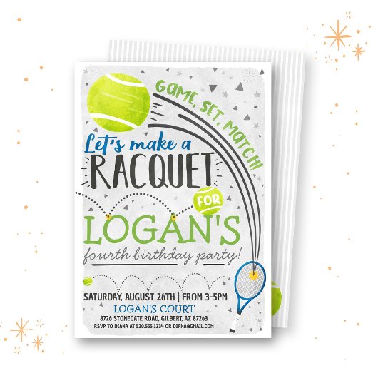 Tennis Verjaardag Uitnodiging