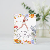 Tennis verjaardag voor vrouwelijke speler  ansicht briefkaart (Staand voorkant)