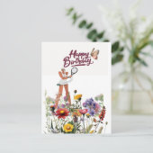 Tennis verjaardag voor vrouwelijke speler briefkaart (Staand voorkant)