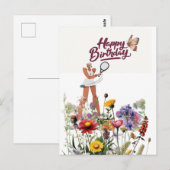 Tennis verjaardag voor vrouwelijke speler briefkaart (Voorkant / Achterkant)