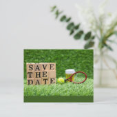 Tennis verjaardagsfeestje  Bewaar deze datum uitno Briefkaart (Staand voorkant)