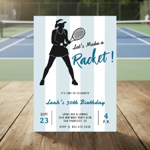 Tennis verjaardagsfeestje Maak een Racket Blauwe g Kaart