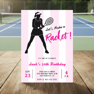 Tennis verjaardagsfeestje Maak een Racket Roze Ges Kaart