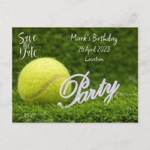 Tennis  Verjaardagsfeestje  Save the Date uitnodig Briefkaart