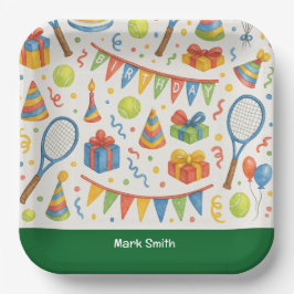 Tennis verjaardagsfeestje voor tennisser papieren bordje