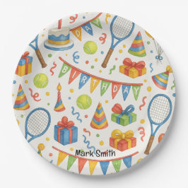 Tennis verjaardagsfeestje voor tennisser papieren bordje