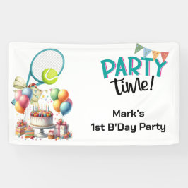 Tennis verjaardagsfeestje voor tennisser spandoek
