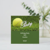 Tennis verjaardagskaart met bal voor speler  kaart (Staand voorkant)