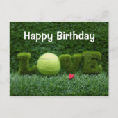 Tennis Verjaardagskaart met LIEFDE op groen gras Briefkaart (Voorkant)