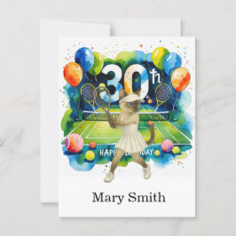 Tennis verjaardagsthema voor Siamese kattenliefheb Briefkaart