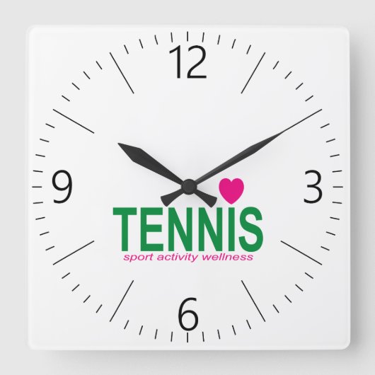 Tennis Vierkante Klok (Voorkant)