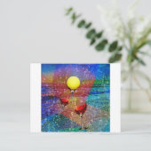 Tennis viert in kleur briefkaart (Staand voorkant)