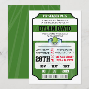 TENNIS VIP TICKET Bar Bat Mitzvah Uitnodiging
