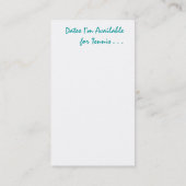 Tennis-visitekaartje Contactkaartje (Achterkant)