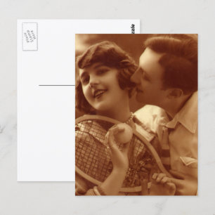 Tennis voor sportieve Vintage liefde en romantiek Briefkaart