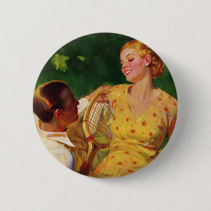 Tennis voor sportieve Vintage, Liefde en Romantiek Ronde Button 5,7 Cm