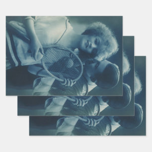 Tennis voor Vintage Sport, Liefde en Romantiek Inpakpapier Vel