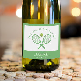 Tennis vrijgezellenfeest laatste swing voor de rin sparkling wijnetiket