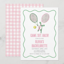Tennis vrijgezellenfeest preppy geruit roze groen