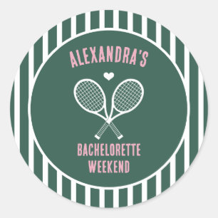 Tennis vrijgezellenfeest preppy groen ronde sticker