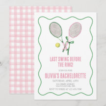 Tennis vrijgezellenfeest preppy ruitjes roze groen