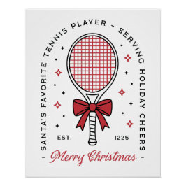 Tennis vrolijk kerstfeest grappige wensen rode est perfect poster