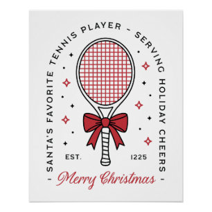 Tennis vrolijk kerstfeest grappige wensen rode est perfect poster