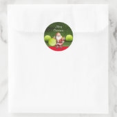 Tennis Vrolijk Kerstfeest met tennisbal en Kerstma Ronde Sticker (Tas)