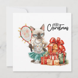 Tennis Vrolijk Kerstfeest voor Kattenliefhebbers Feestdagenkaart