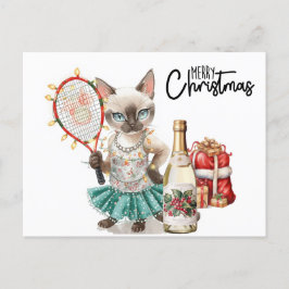 Tennis Vrolijk Kerstfeest voor Kattenliefhebbers Feestdagenkaart