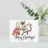 Tennis Vrolijk Kerstfeest voor Kattenliefhebbers Feestdagenkaart (Staand voorkant)