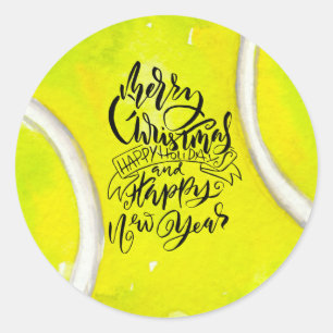 Tennis Vrolijk kerstthema Ronde Sticker