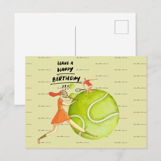 Tennis-vrouw speelt Happy Birthday Briefkaart (Voorkant / Achterkant)