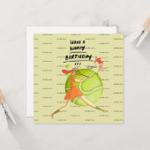 Tennis-vrouw speelt Happy Birthday in Speler Kaart (Voorkant / Achterkant in situ)