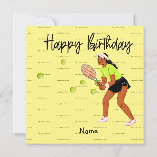 Tennis-vrouw speelt Happy Birthday voor speler (Voorkant)