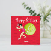 Tennis-vrouw speelt Happy Birthday voor speler (Staand voorkant)