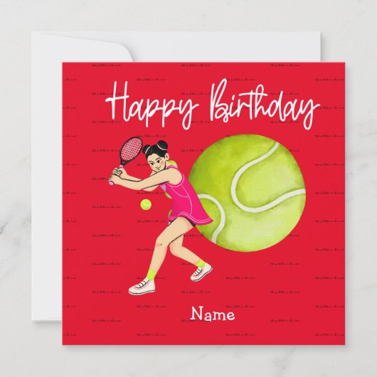Tennis-vrouw speelt Happy Birthday voor speler (Voorkant)