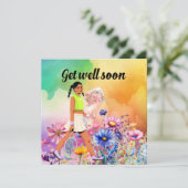 Tennis Vrouw Speler Get Well Binnenkort met Bloeme (Staand voorkant)